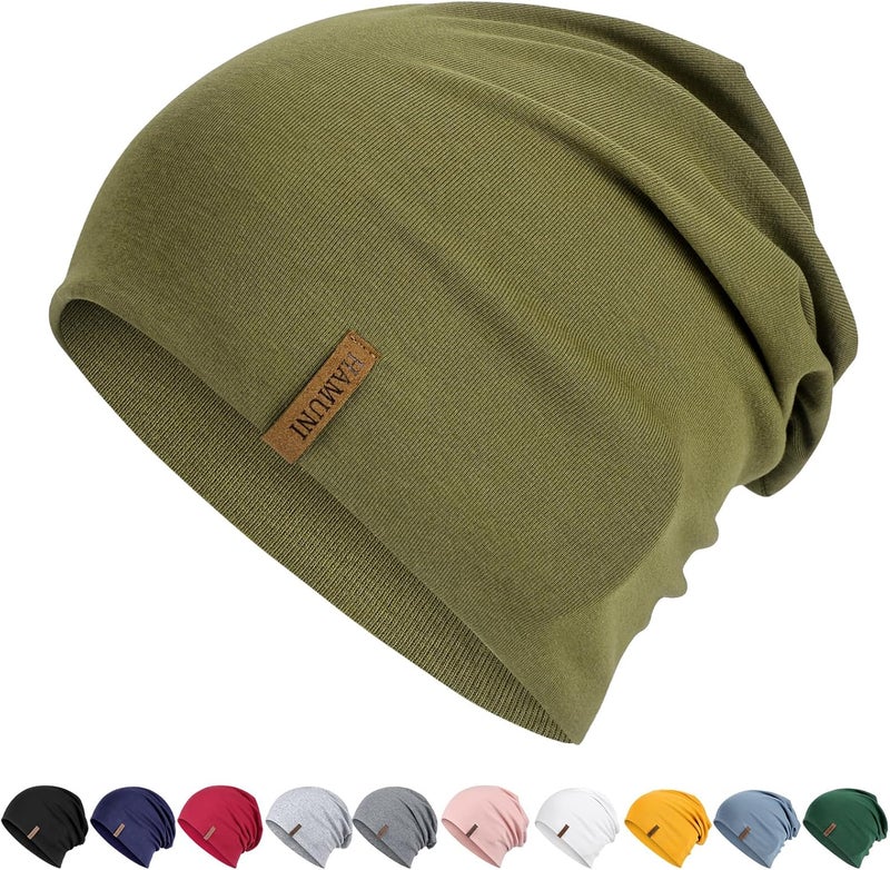 HAMUNI Slouchy Beanie for Women Cotton Beanies Hats Men Lightweight Soft Chemo Headwear Warm Skull Cap for All Seasons - Image 1